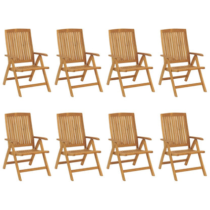 Chaises de jardin inclinables et coussins lot de 8 teck solide