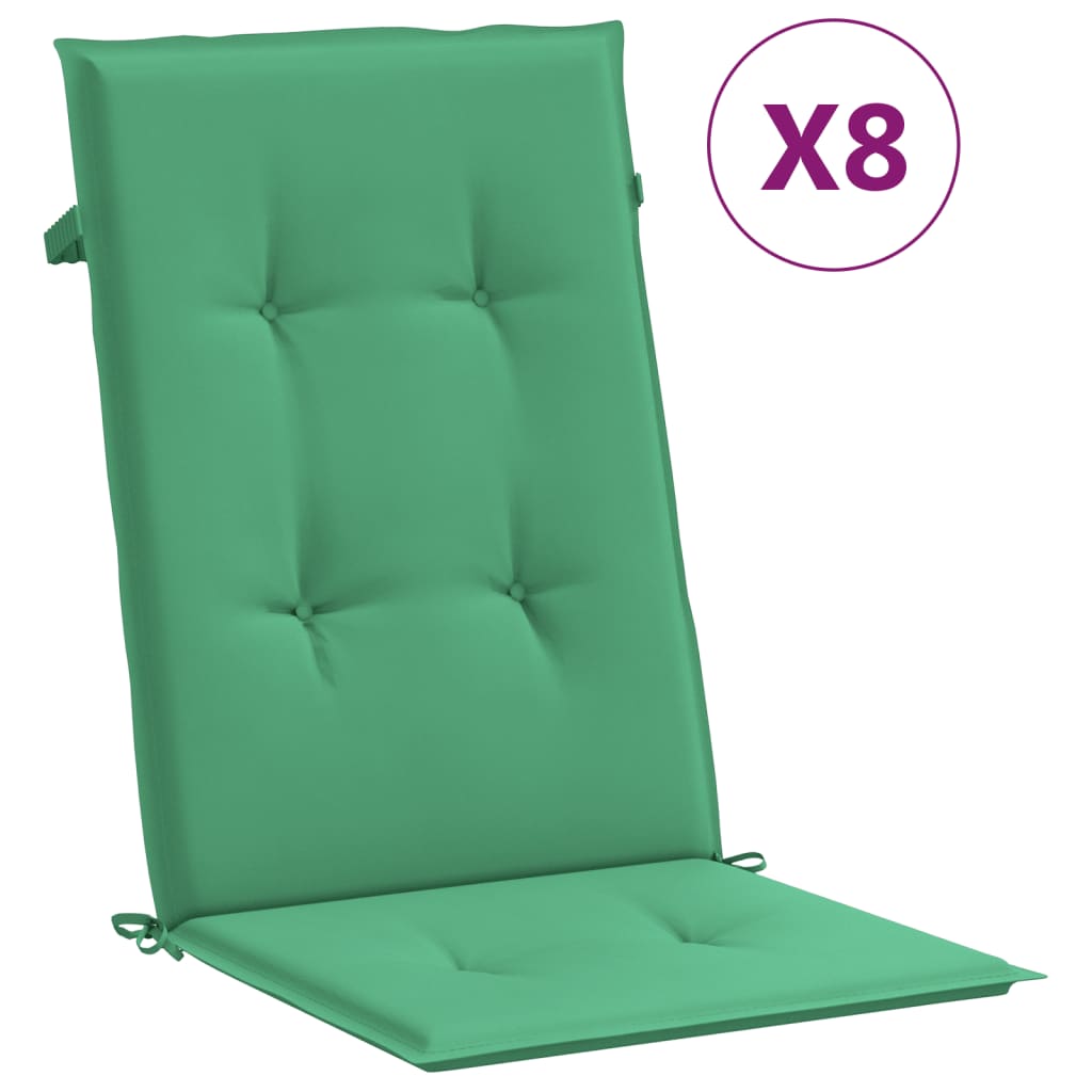 Chaises de jardin inclinables et coussins lot de 8 teck solide