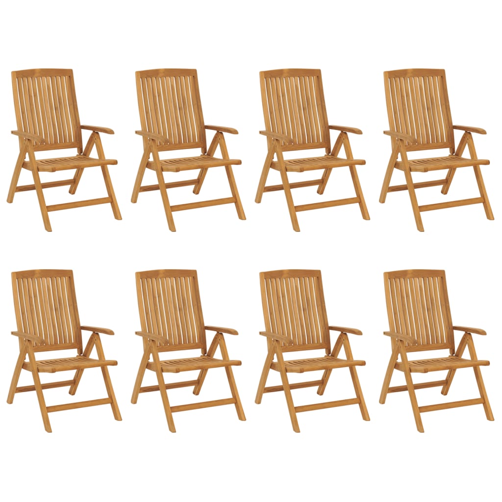 Chaises de jardin inclinables et coussins lot de 8 teck solide