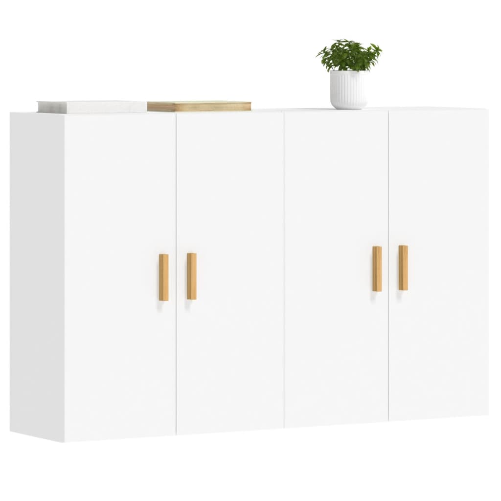 Armoires murales 2 pcs blanc bois d'ingénierie