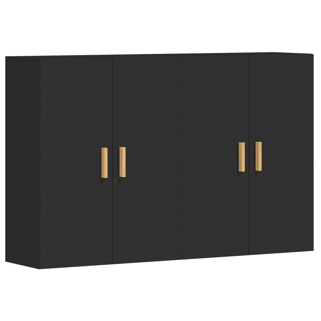 Armoires murales 2 pcs noir bois d'ingénierie