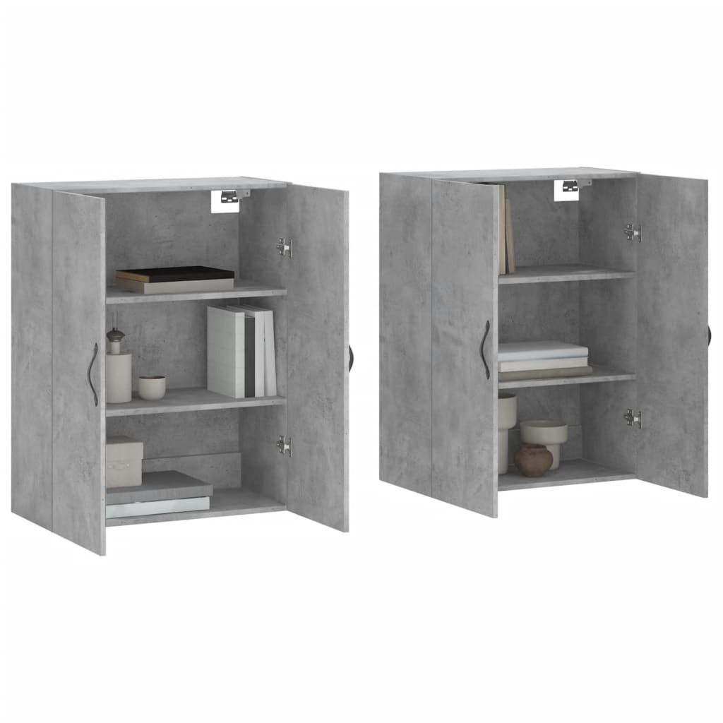 Armoires murales 2 pcs gris béton bois d'ingénierie