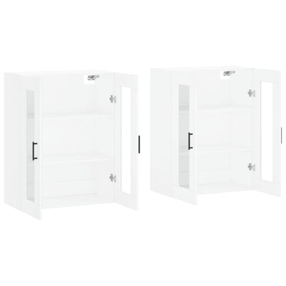 Armoires murales 2 pcs blanc bois d'ingénierie