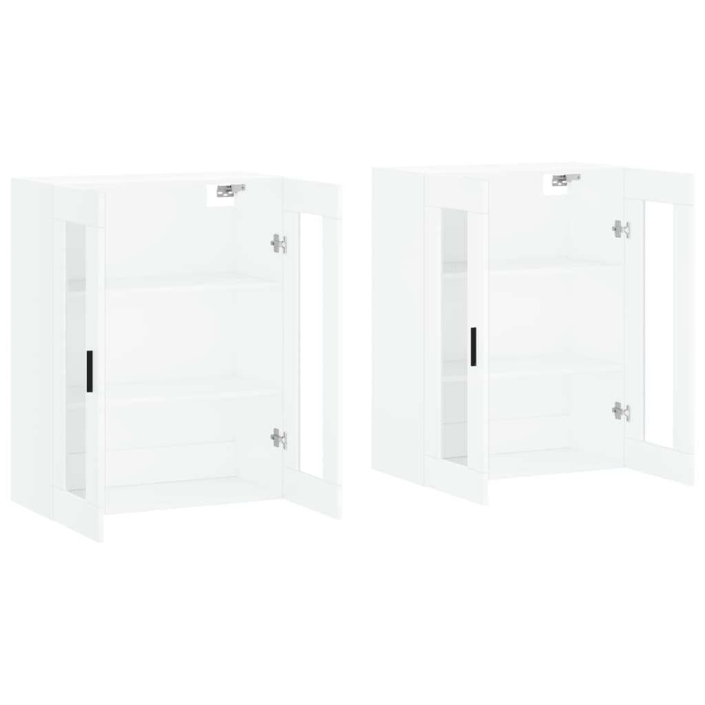 Armoires murales 2 pcs blanc bois d'ingénierie