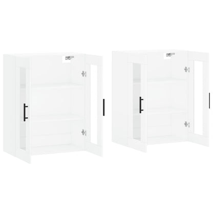 Armoires murales 2 pcs blanc bois d'ingénierie