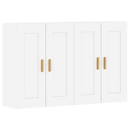 Armoires murales 2 pcs blanc bois d'ingénierie