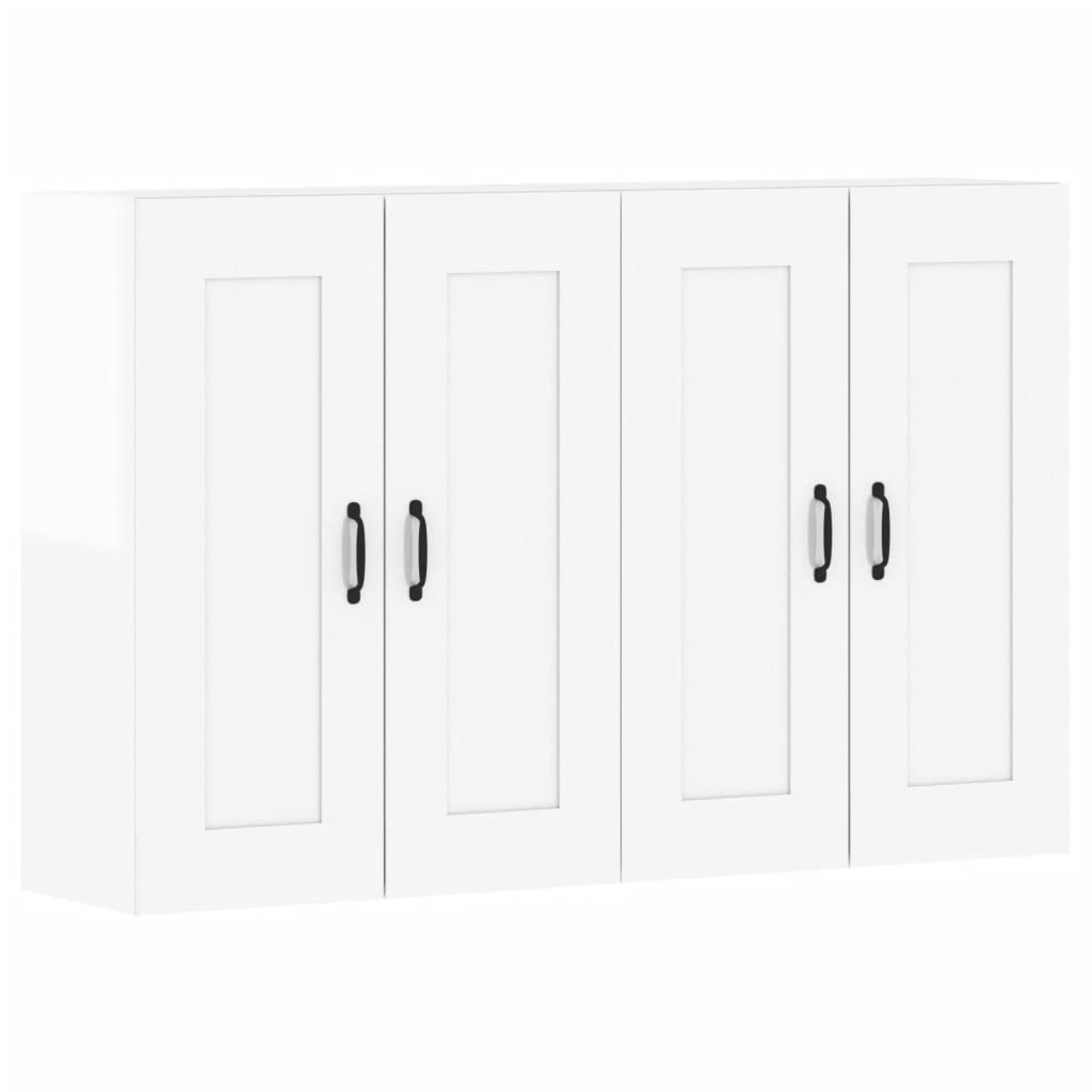 Armoires murales 2 pcs blanc brillant bois d'ingénierie