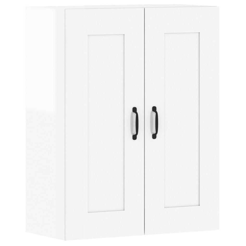 Armoires murales 2 pcs blanc brillant bois d'ingénierie