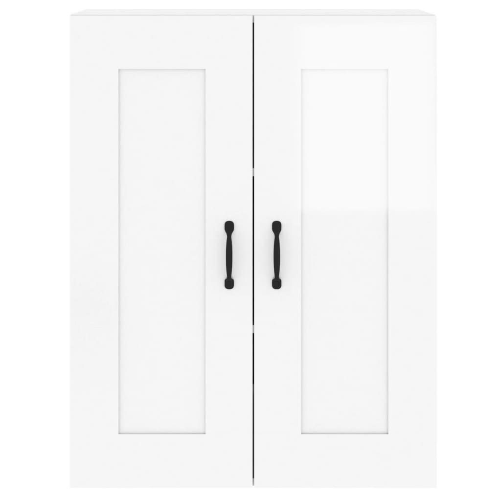 Armoires murales 2 pcs blanc brillant bois d'ingénierie