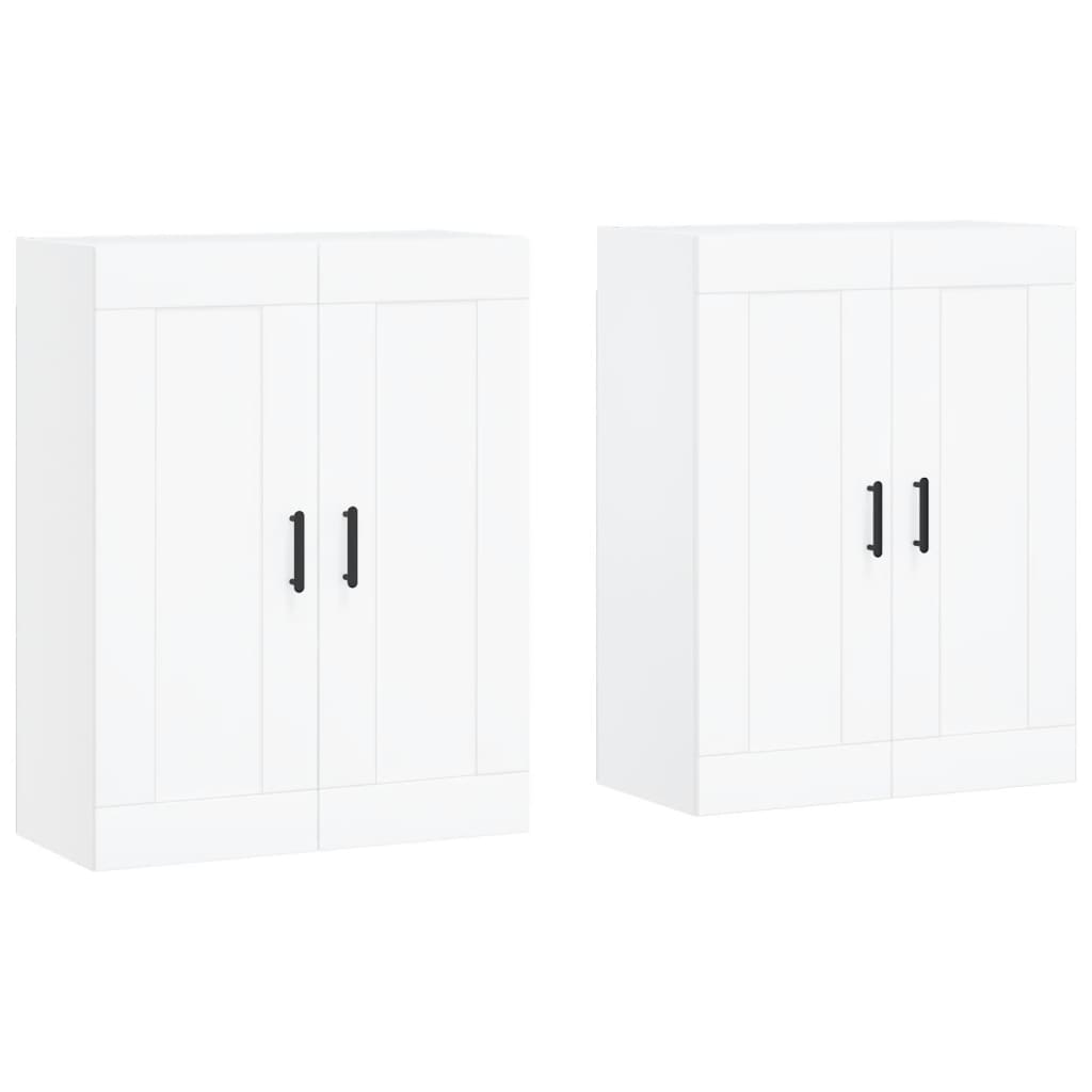 Armoires murales 2 pcs blanc bois d'ingénierie