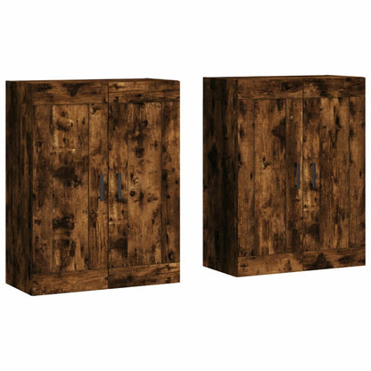 Armoires murales 2 pcs chêne fumé bois d'ingénierie