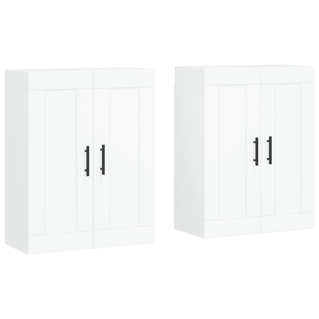 Armoires murales 2 pcs blanc bois d'ingénierie