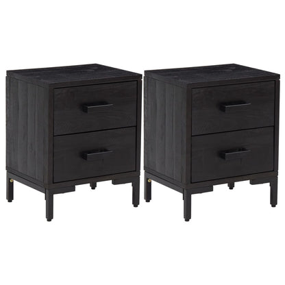 Tables de chevet 2 pcs Noir 36x30x45 cm Bois de pin massif