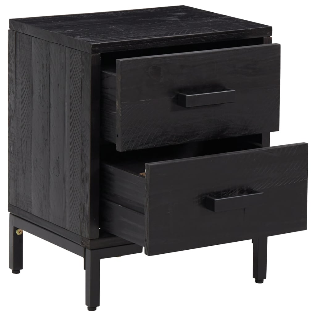 Tables de chevet 2 pcs Noir 36x30x45 cm Bois de pin massif