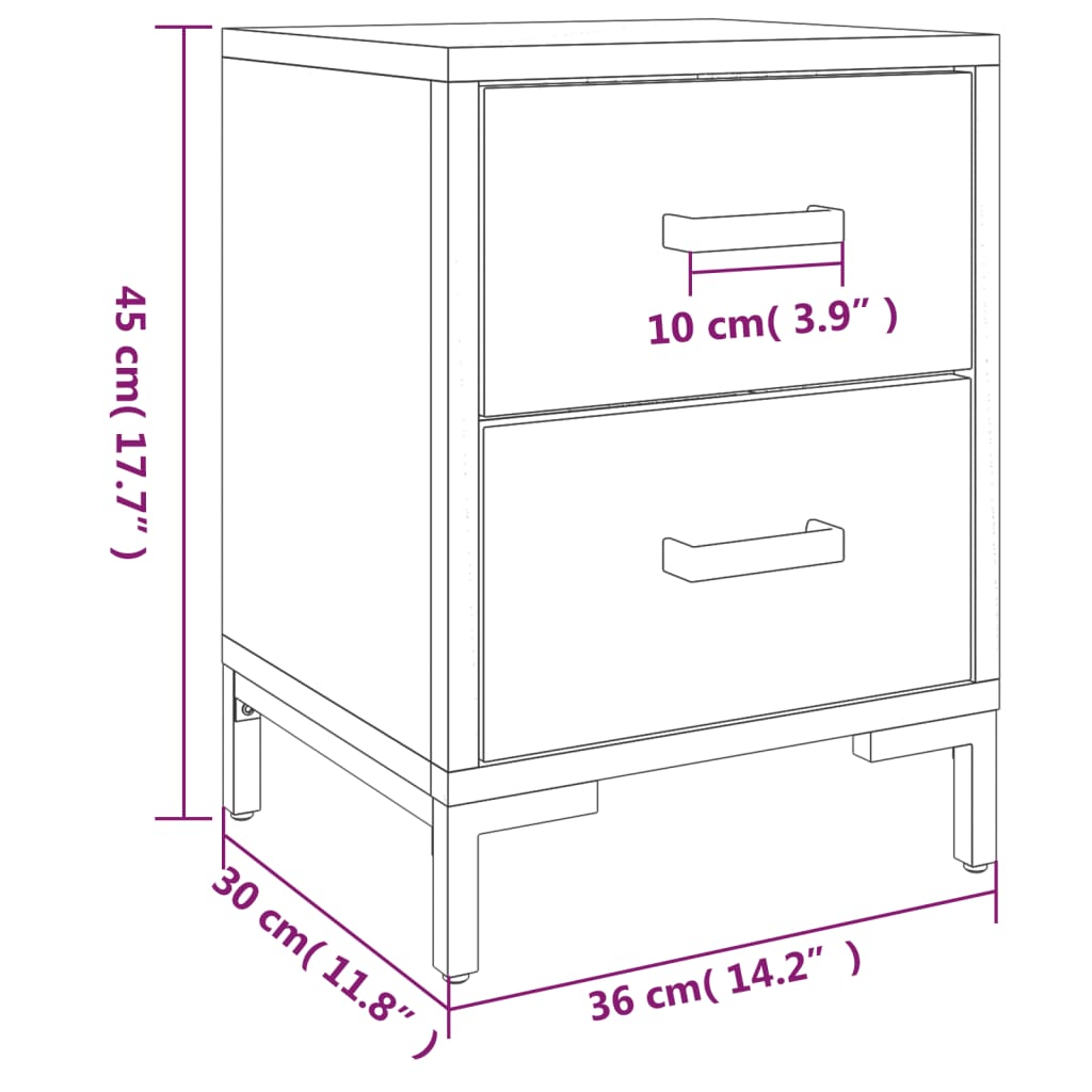 Tables de chevet 2 pcs Noir 36x30x45 cm Bois de pin massif