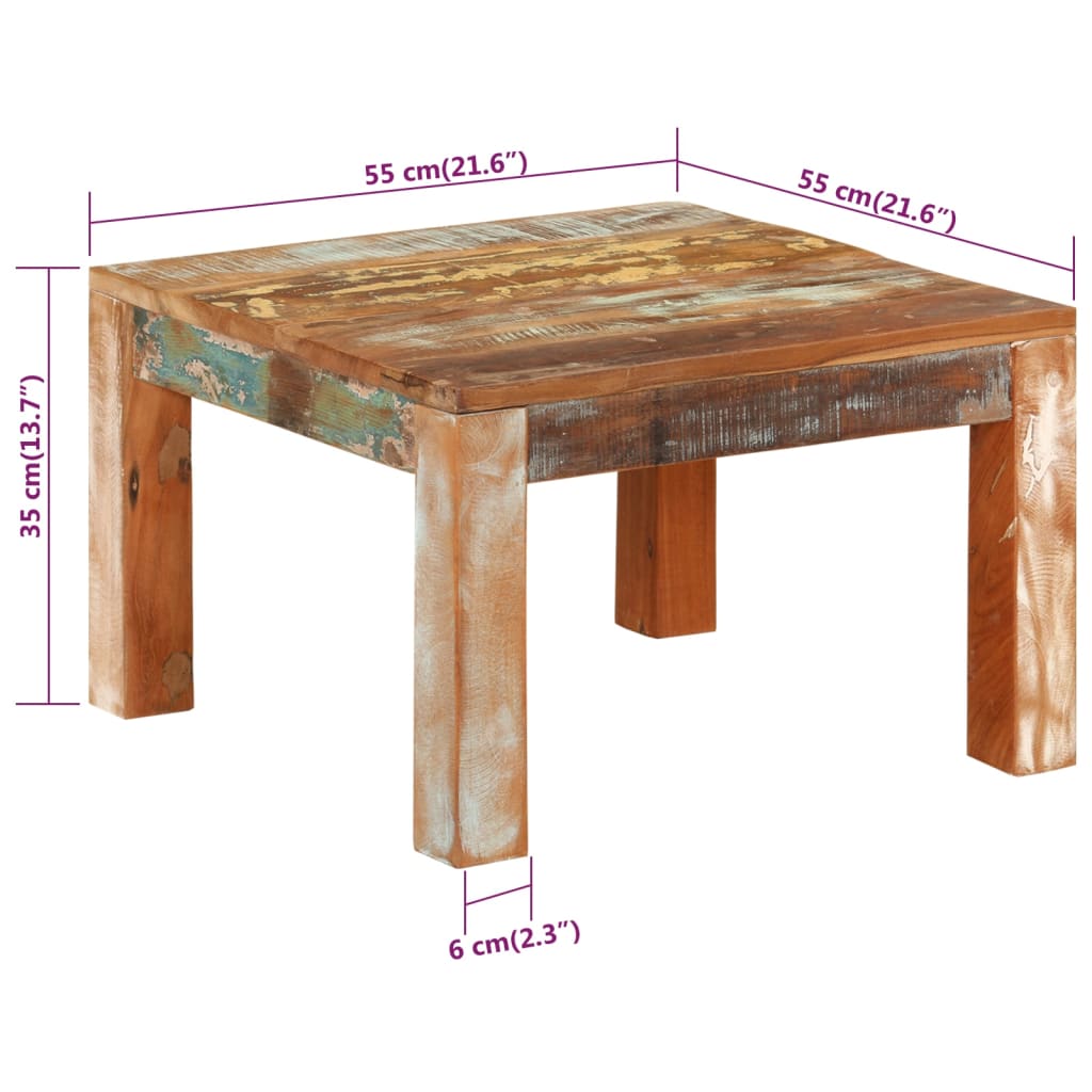 Table basse 55x55x35 cm Bois de récupération massif