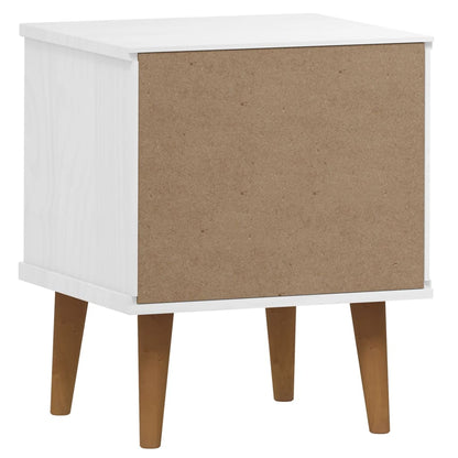 Table de chevet MOLDE Blanc 40x35x48 cm Bois de pin massif