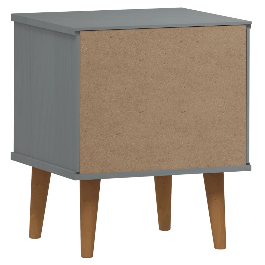 Table de chevet MOLDE Gris 40x35x48 cm Bois de pin massif