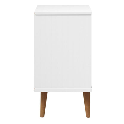 Table de chevet MOLDE Blanc 40x35x65 cm Bois de pin massif