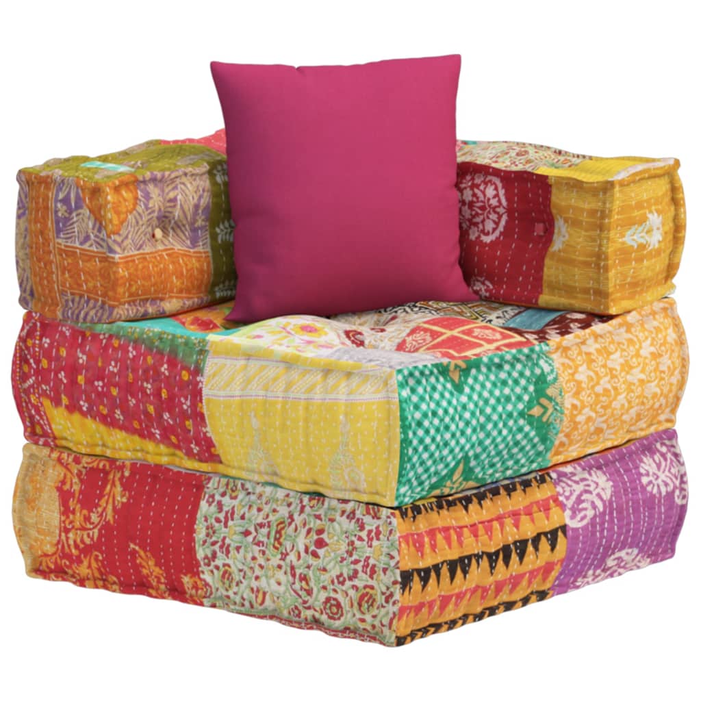 Pouf modulaire avec oreiller Patchwork Tissu