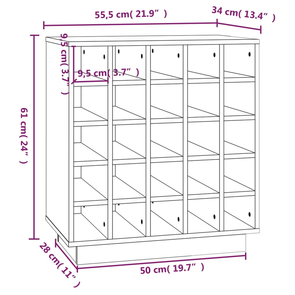 Armoire à vin 55,5x34x61 cm Bois de pin massif