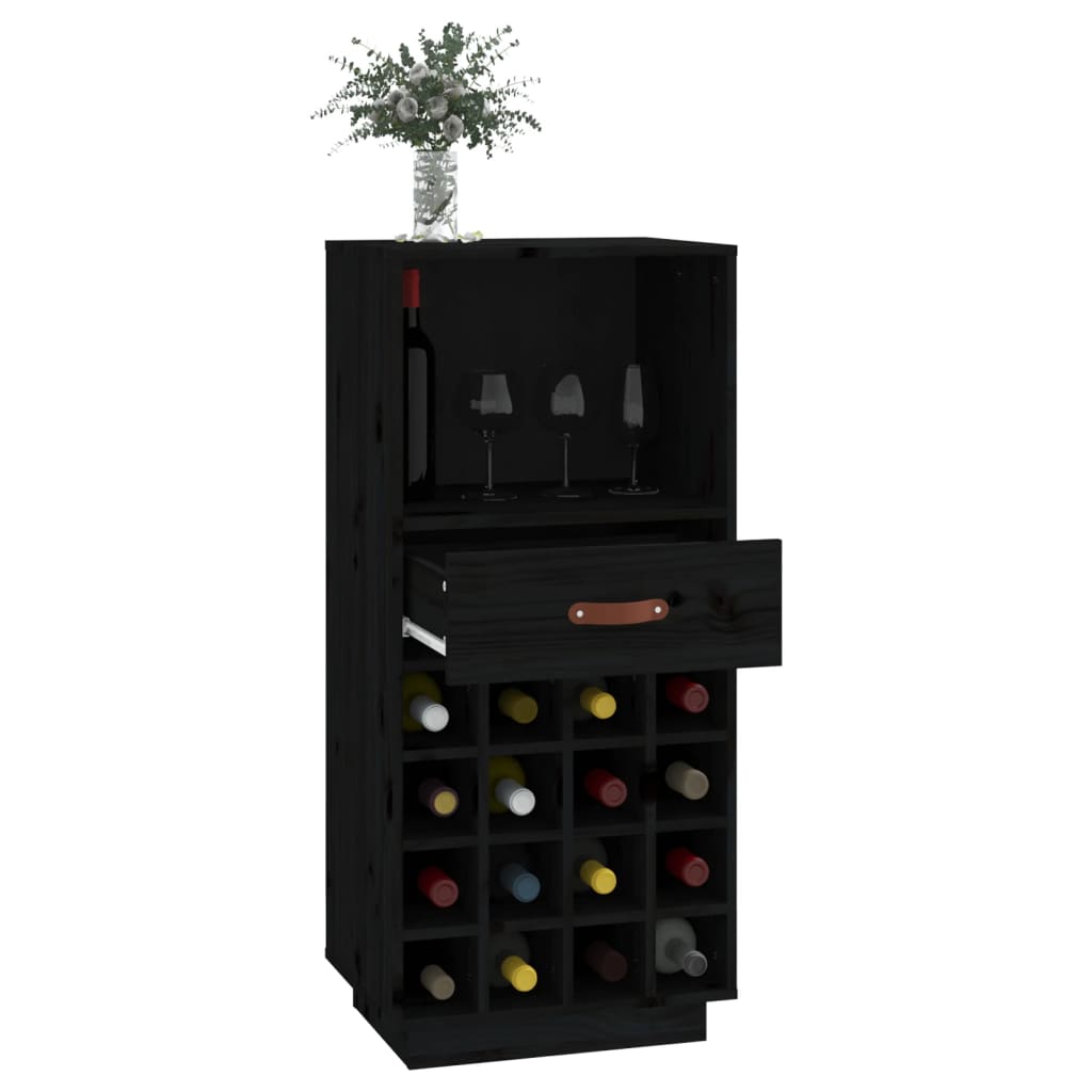 Armoire à vin Noir 45x34x100 cm Bois de pin massif