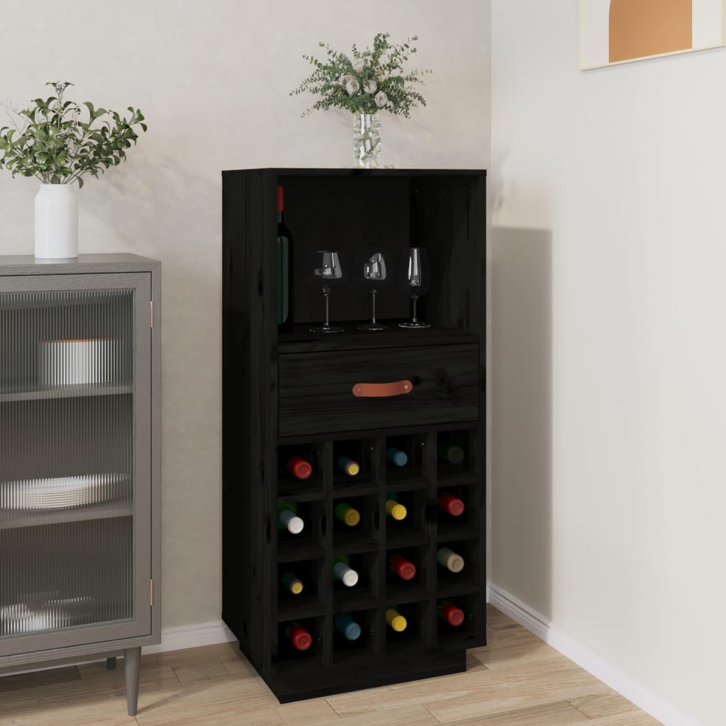 Armoire à vin Noir 45x34x100 cm Bois de pin massif