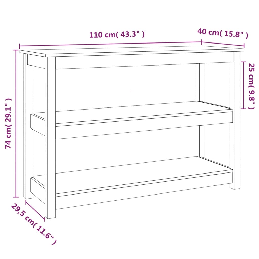 Table console 110x40x74 cm Bois massif de pin