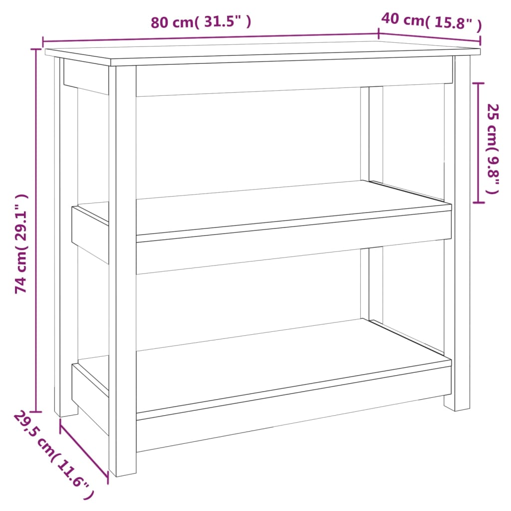 Table console 80x40x74 cm Bois massif de pin