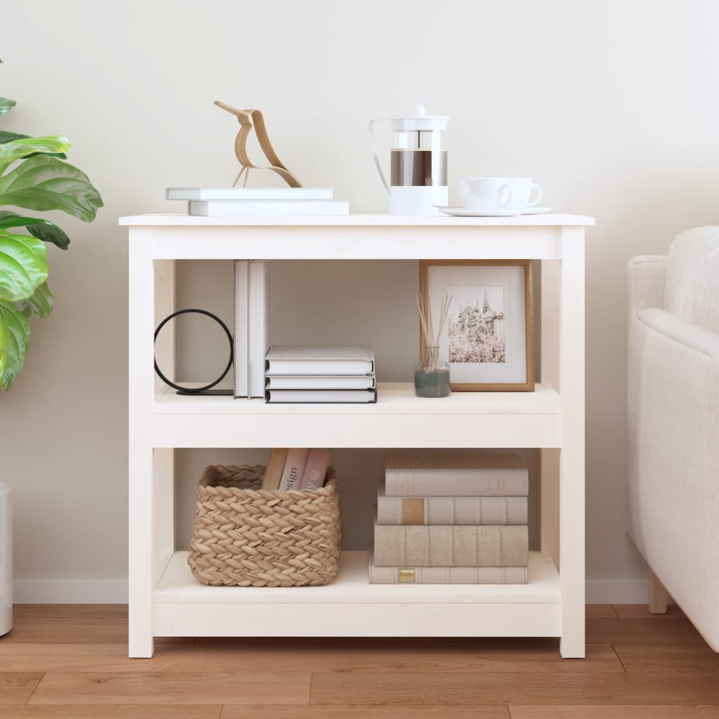 Table console Blanc 80x40x74 cm Bois massif de pin