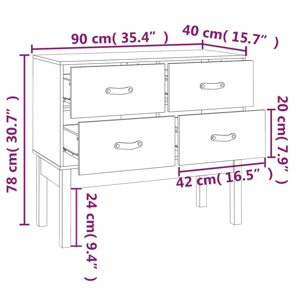 Armoire console 90x40x78 cm Bois de pin solide