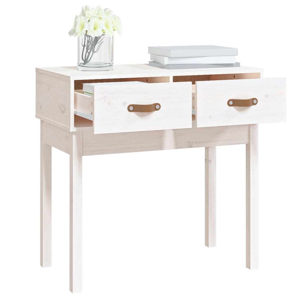 Table console Blanc 76,5x40x75 cm Bois massif de pin