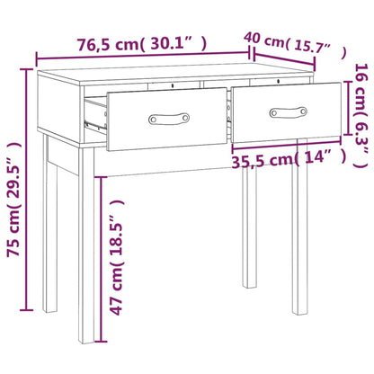 Table console Marron miel 76,5x40x75 cm Bois massif de pin