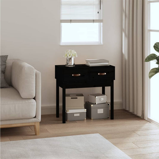 Table console Noir 76,5x40x75 cm Bois massif de pin