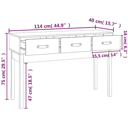 Table console Gris 114x40x75 cm Bois massif de pin