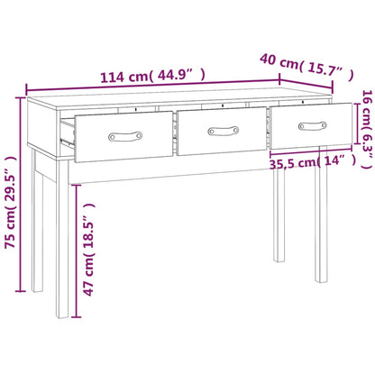 Table console Marron miel 114x40x75 cm Bois massif de pin