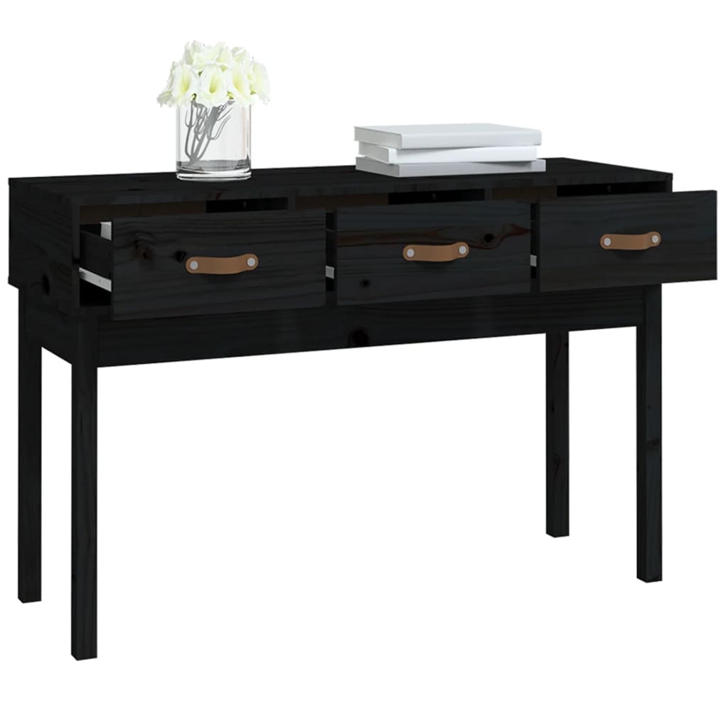 Table console Noir 114x40x75 cm Bois massif de pin