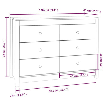 Armoire latérale Gris 100x40x72 cm Bois de pin massif