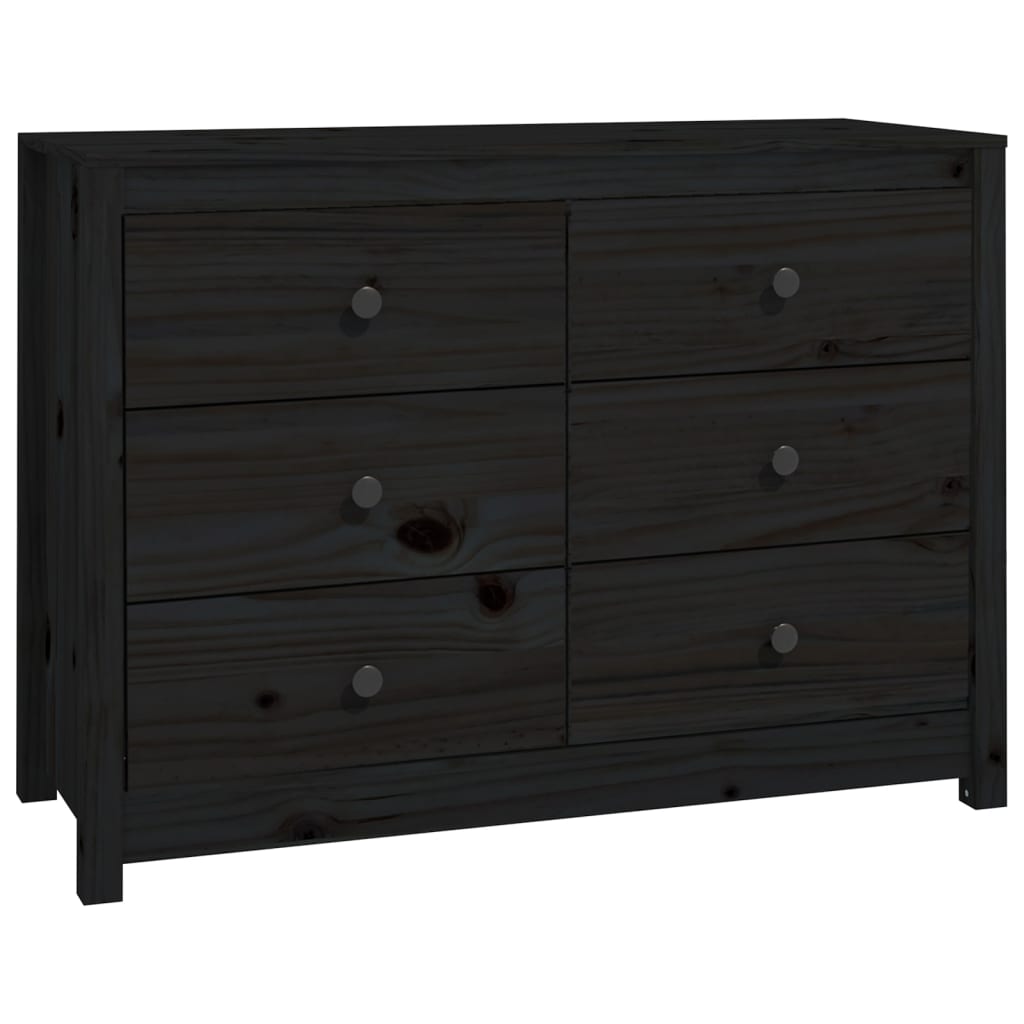 Armoire latérale Noir 100x40x72 cm Bois de pin massif