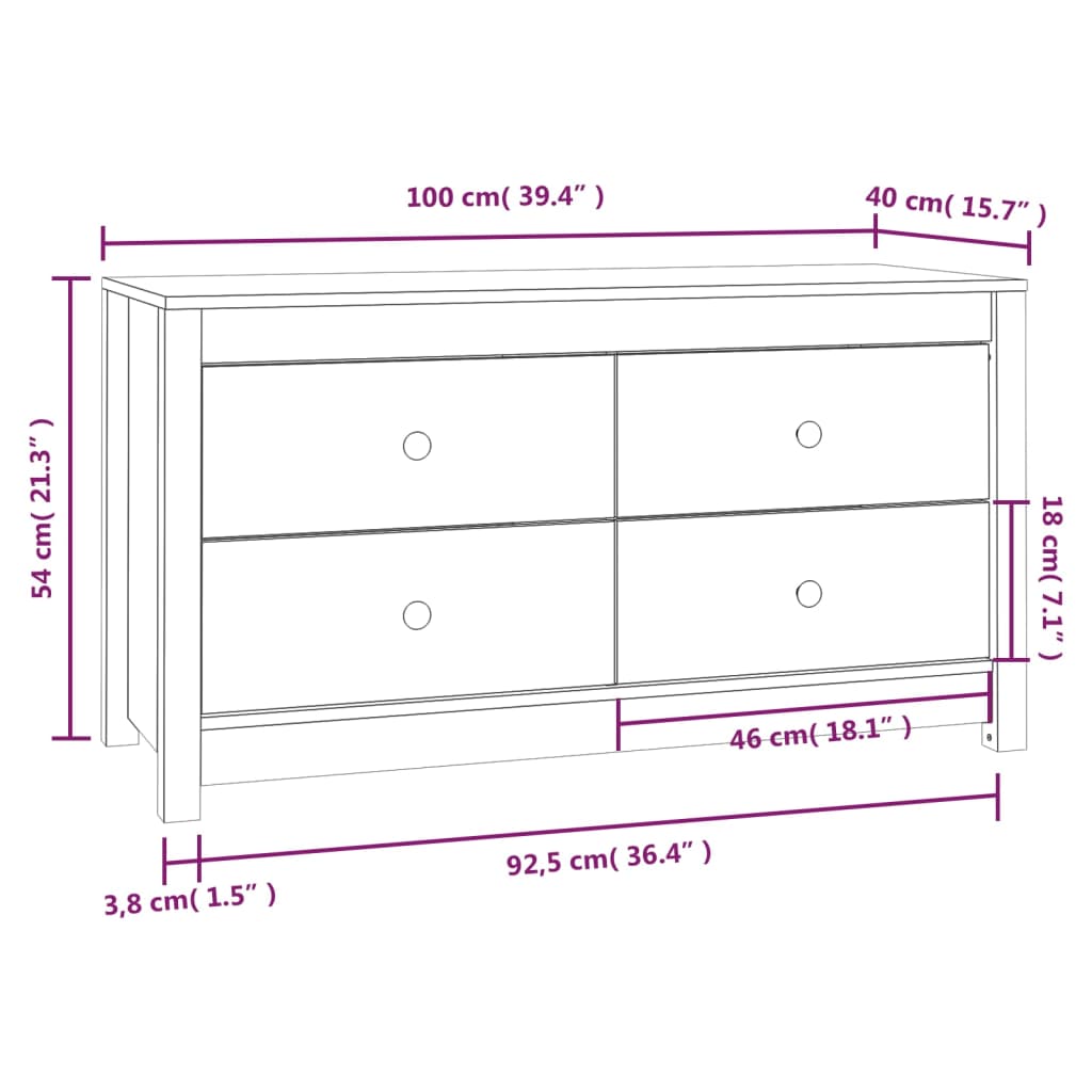 Armoire latérale 100x40x54 cm Bois de pin massif