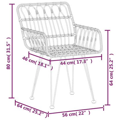 Chaises de jardin lot de 2 avec accoudoir Noir 56x64x80 cm