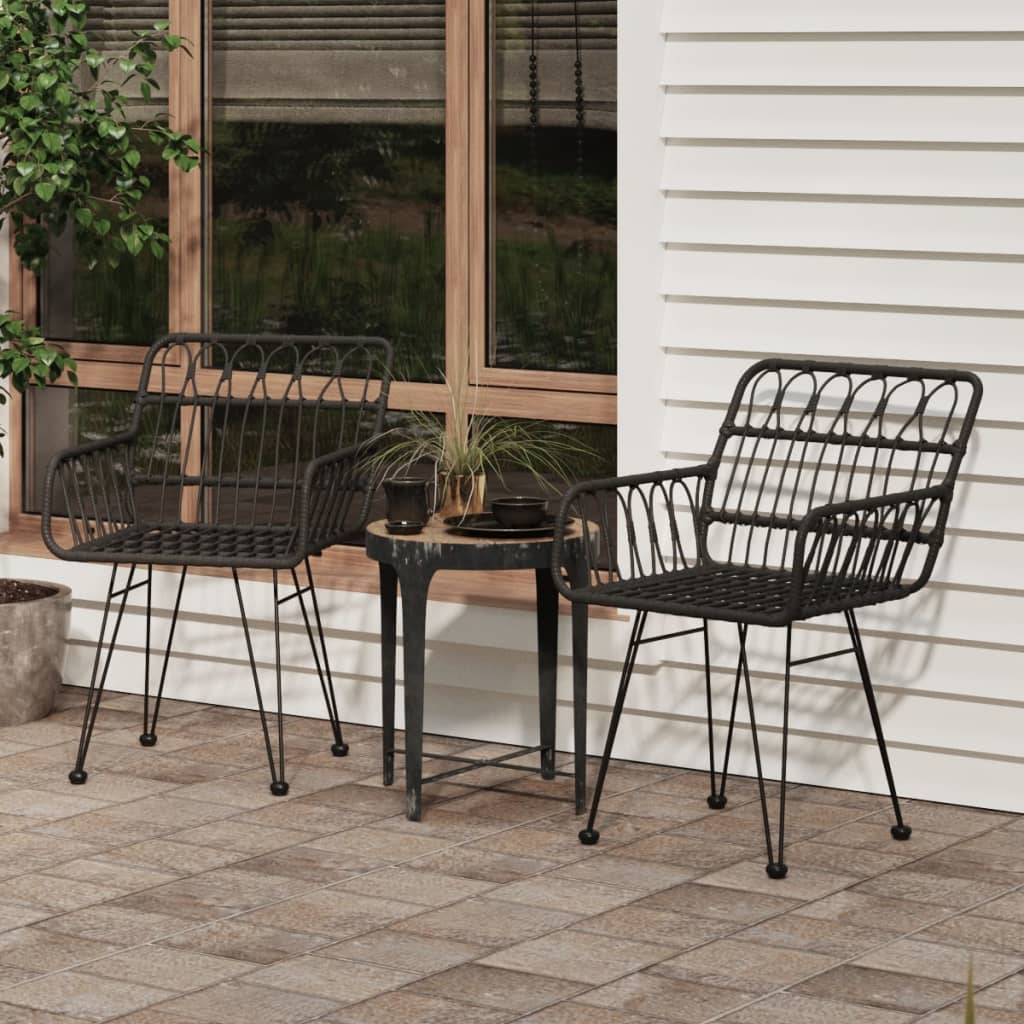 Chaises de jardin lot de 2 avec accoudoir Noir 56x64x80 cm