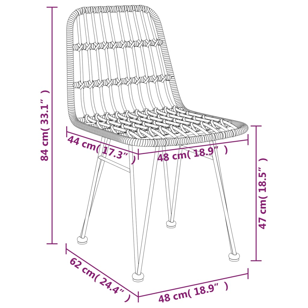 Chaises de jardin lot de 2 48x62x84 cm Résine tressée