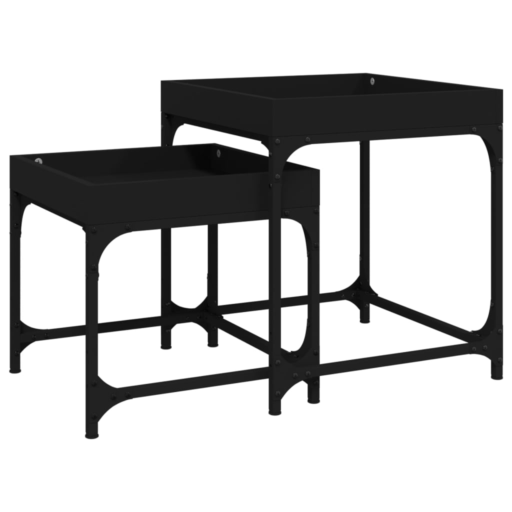 Tables d'appoint 2 pcs Noir Bois d'ingénierie