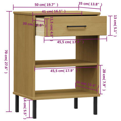 Armoire console avec pieds en métal Marron Bois pin massif OSLO