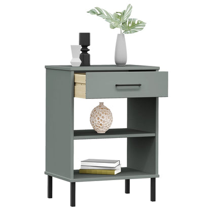 Armoire console avec pieds en métal Gris Bois pin massif OSLO