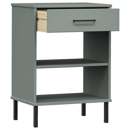 Armoire console avec pieds en métal Gris Bois pin massif OSLO