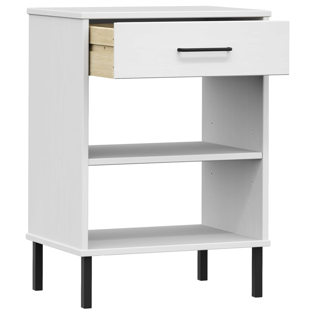 Armoire console avec pieds en métal Blanc Bois pin massif OSLO