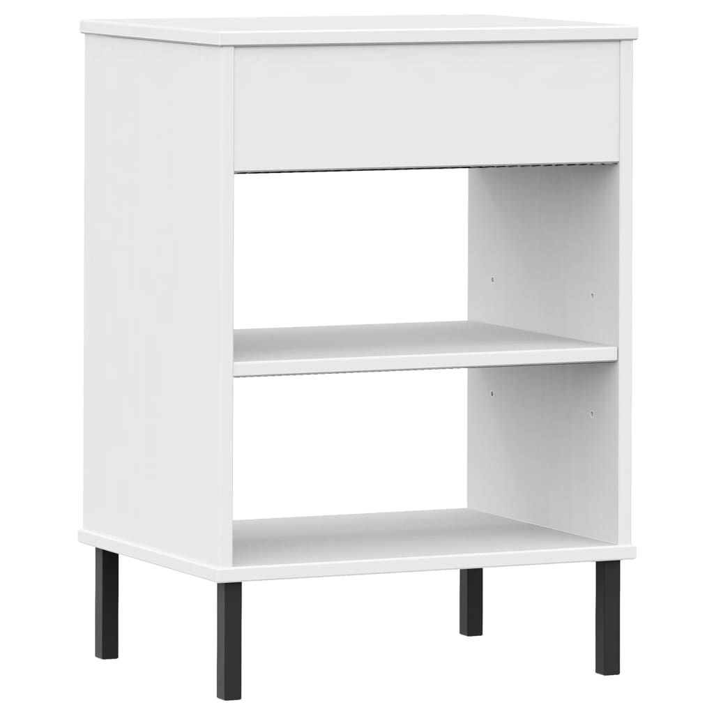 Armoire console avec pieds en métal Blanc Bois pin massif OSLO