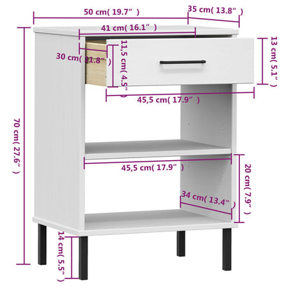 Armoire console avec pieds en métal Blanc Bois pin massif OSLO